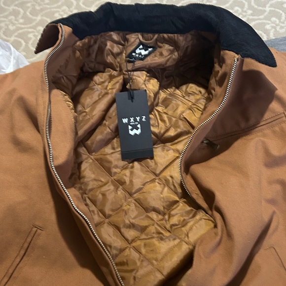 Men’s canvas lined work jacket with corduroy collar size Large NWT
